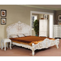 White Rococo Baroque Bed 160x200 cm