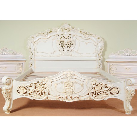 Białe łóżko rokoko barok 180x200 cm