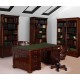 Colonial-Style 180 cm Double-Sided Desk with Leather Top