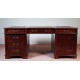 Colonial-Style 180 cm Double-Sided Desk with Leather Top
