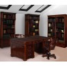 Colonial-Style 180 cm Double-Sided Desk with Leather Top