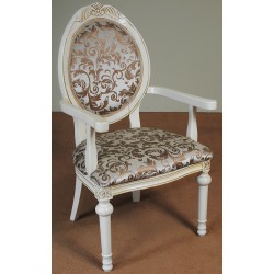 Krzesło rzeźbione białe fotel biały ecru ludwik