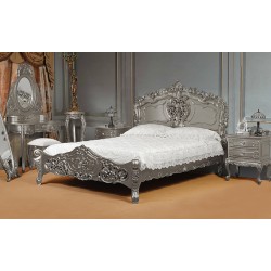 Кровати в стиле барокко рококо серебряная 180x200 см
