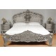 Silver rococo baroque bed 140x200 cm double