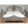 Srebrne łóżko rokoko barok 140x200 cm