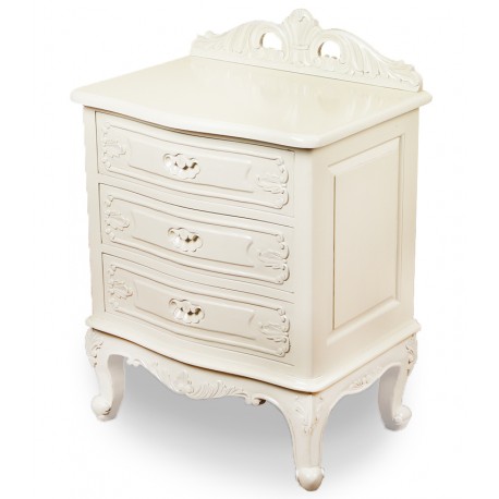 White rococo baroque bedside night stand commode