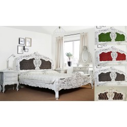 White Rococo Baroque Bed Upholstered Headboard 160x200 cm