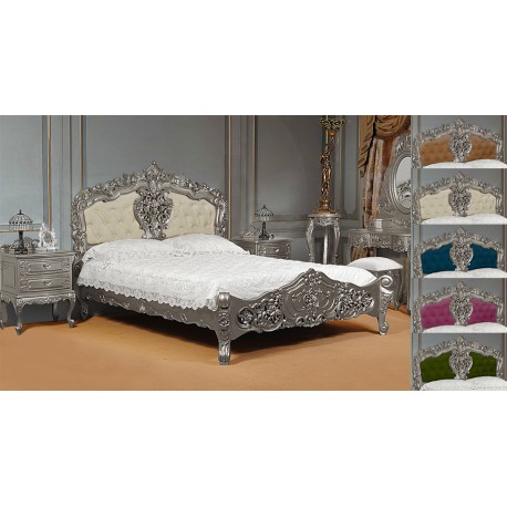 Srebrne łóżko rokoko barok