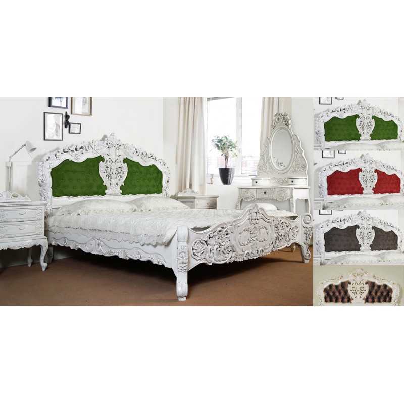 White Rococo Baroque Bed 180x200 Cm, Baroque King Bed