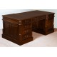 English Partners Desk 150 cm Double-Sided Mahogany Office Desk with Leather Top
