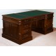English Partners Desk 150 cm Double-Sided Mahogany Office Desk with Leather Top