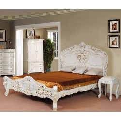 White rococo baroque bed 200x200 cm