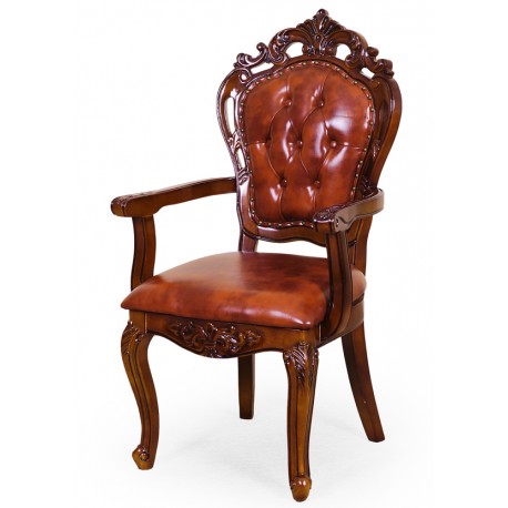 Krzesło rzeźbione ekoskóra fotel ludwik barok rokoko