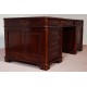 Colonial-Style 150 cm Double-Sided Desk with Leather Top