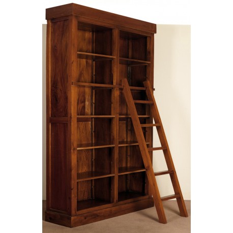 Colonial bookcase library with ladder