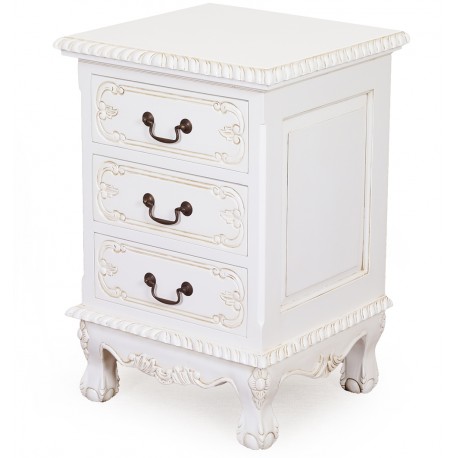 White Chippendale bedside night stand