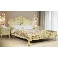 Białe łóżko ivory ecru rokoko barok 160x200 cm 78246a