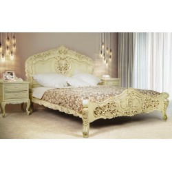 White rococo baroque bed 160x200 cm king size 78246