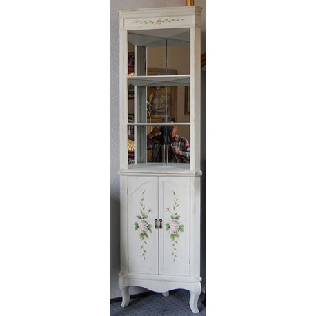 White Chippendale glass cabinet