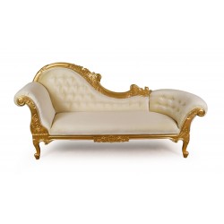 Złoty szezlong ludwikowski pikowany Chesterfield kanapa sofa