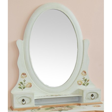 Louis mirror with painted flowers