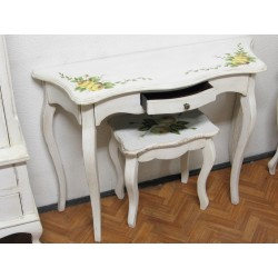 Weißer Schreibtisch Konsolentisch 95 cm mit gemalten Blumen