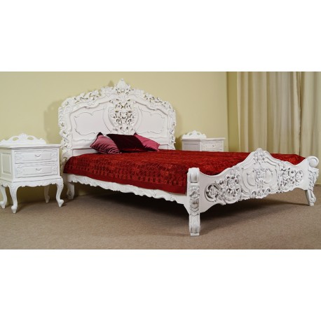Białe łóżko rokoko barok 140x200 cm 78245