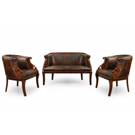 Schwan Sofagarnitur Sofa + 2 Sessele empire