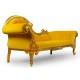 Złoty szezlong ludwikowski pikowany Chesterfield kanapa sofa