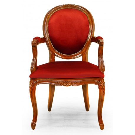 Medallion Chair with Armrests Louis-Style Carved